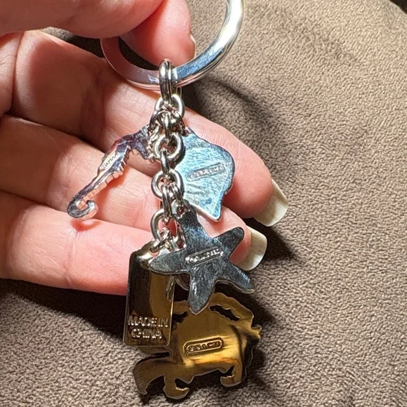 Coach Silver Keychain with Pink And White Crab And Other Colorful Beach Charms - Picture 3 of 6